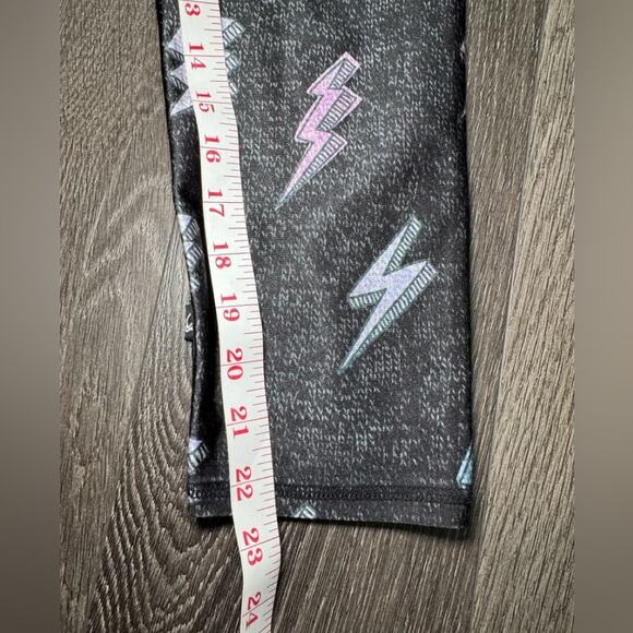 TEREZ LIGHTNING BOLT Black Multicolor Cropped LEGGINGS Size Large - Picture 11 of 11